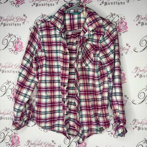 L.l bean Plaid Button-Up Shirt pink blue orange white soft cottage outdoor